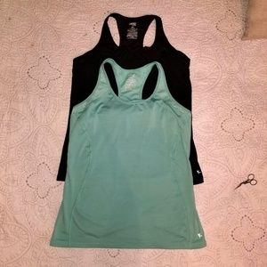 set of 2 Danskin active racerback tanks w/bra